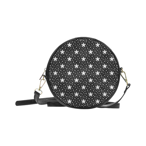 Different Size Stars seamless pattern white Round Sling Bag (Model 1647)