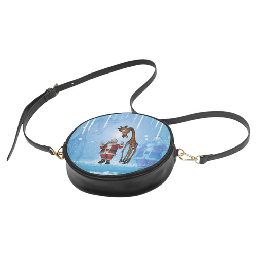 Funny Santa Claus and giraffe Round Sling Bag (Model 1647)