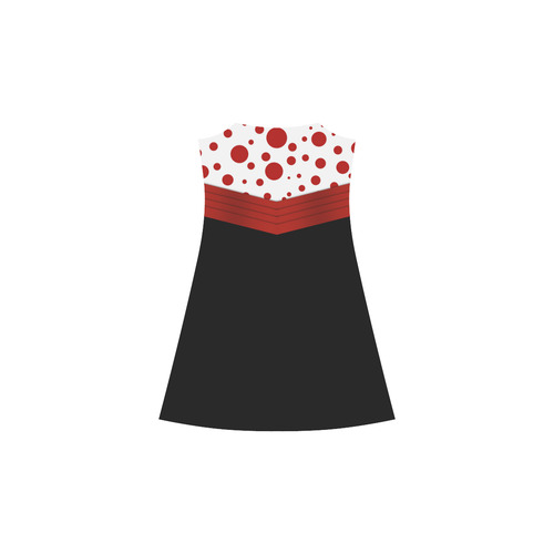 Polka Dots with Red Sash on Black Alcestis Slip Dress (Model D05)