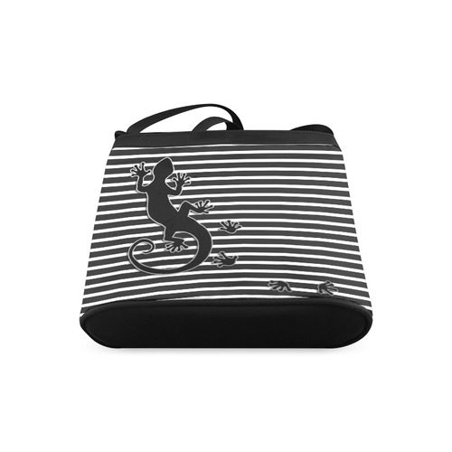 RUNNING GECKO with footsteps black Crossbody Bags (Model 1613)