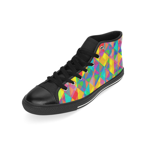 Colorful Abstract Christmas New Year Celebration High Top Canvas Women's Shoes/Large Size (Model 017)