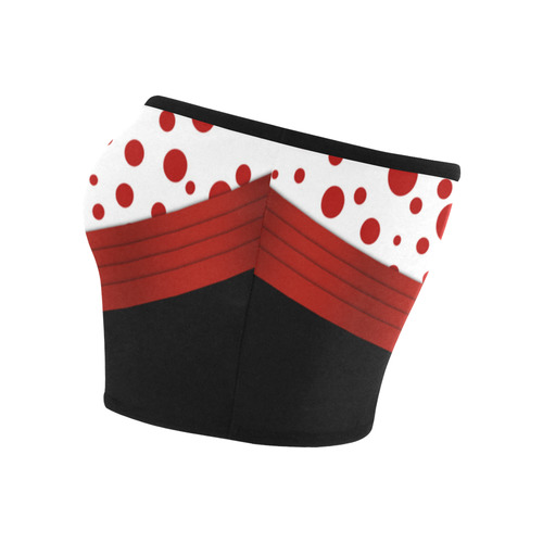 Polka Dots with Red Sash on Black Bandeau Top