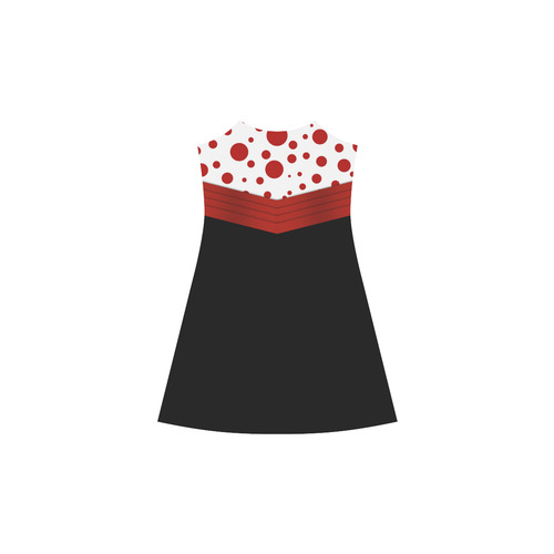 Polka Dots with Red Sash on Black Alcestis Slip Dress (Model D05)