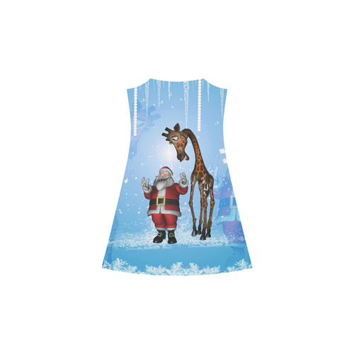 Funny Santa Claus and giraffe Alcestis Slip Dress (Model D05)