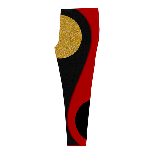 BORDER Black Gold WAVE STRIPES DOTS Cassandra Women's Leggings (Model L01)