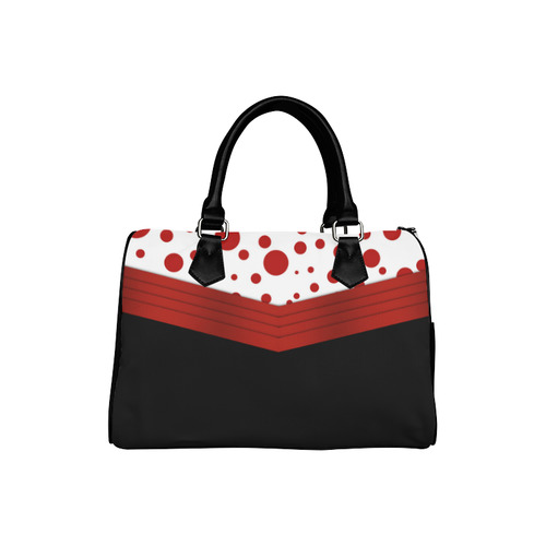 Polka Dots With Red Sash and Black Boston Handbag (Model 1621)