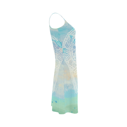 Indians Dreamcatcher HORSE Watercolor Painting Alcestis Slip Dress (Model D05)