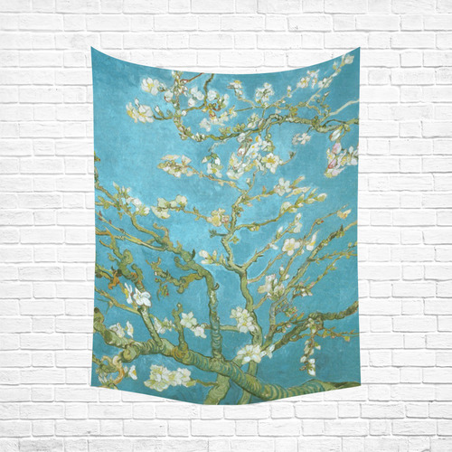 Vincent Van Gogh Blossoming Almond Tree Cotton Linen Wall Tapestry 60"x 80"