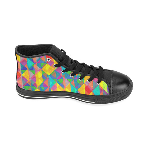 Colorful Abstract Christmas New Year Celebration High Top Canvas Women's Shoes/Large Size (Model 017)