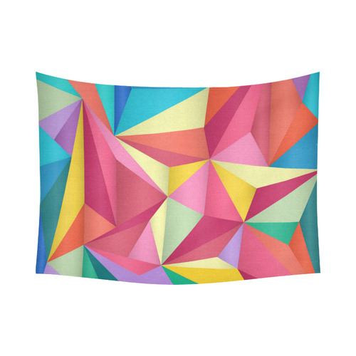 Colorful Triangles Abstract Geometric Cotton Linen Wall Tapestry 80"x 60"