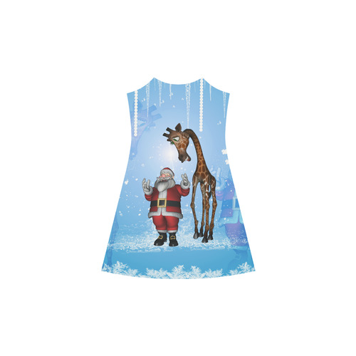 Funny Santa Claus and giraffe Alcestis Slip Dress (Model D05)
