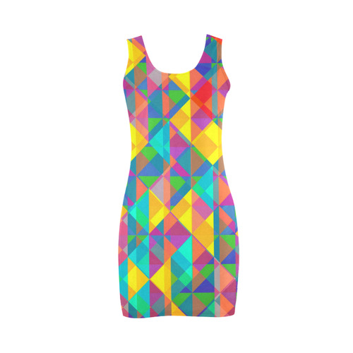 Colorful Abstract Christmas New Year Celebration Medea Vest Dress (Model D06)