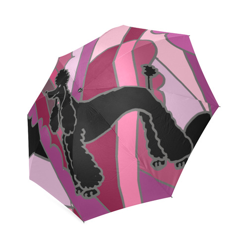 Fun Black Poodle Abstract Art Foldable Umbrella (Model U01)