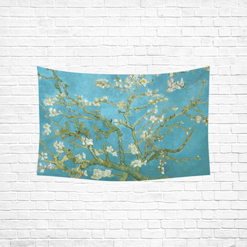 Vincent Van Gogh Blossoming Almond Tree Cotton Linen Wall Tapestry 60"x 40"
