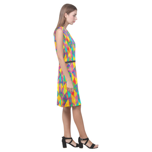 Colorful Abstract Christmas New Year Celebration Eos Women's Sleeveless Dress (Model D01)