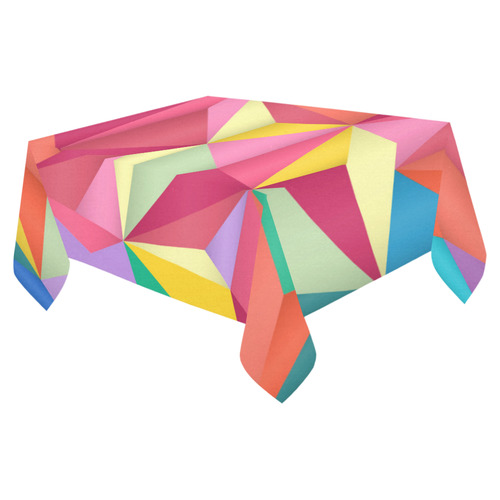 Colorful Triangles Abstract Geometric Cotton Linen Tablecloth 52"x 70"