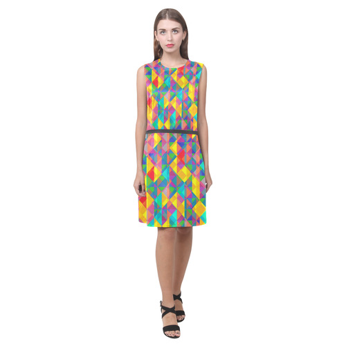 Colorful Abstract Christmas New Year Celebration Eos Women's Sleeveless Dress (Model D01)