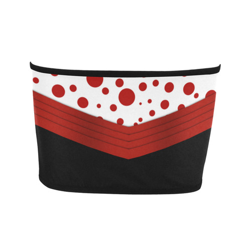 Polka Dots with Red Sash on Black Bandeau Top