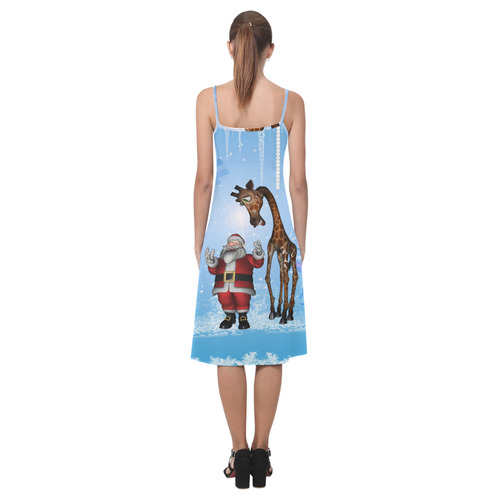 Funny Santa Claus and giraffe Alcestis Slip Dress (Model D05)