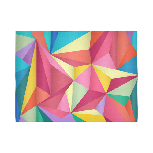 Colorful Triangles Abstract Geometric Cotton Linen Wall Tapestry 80"x 60"