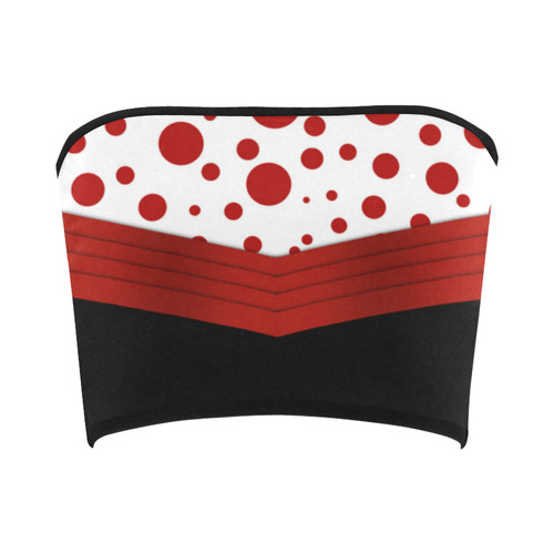 Polka Dots with Red Sash on Black Bandeau Top