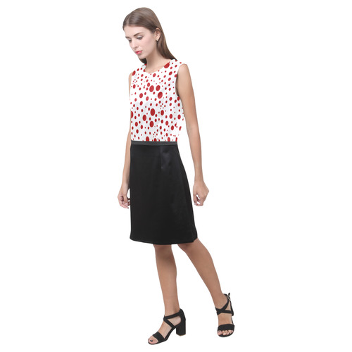 Red Polka Dots with Black Eos Women's Sleeveless Dress (Model D01)