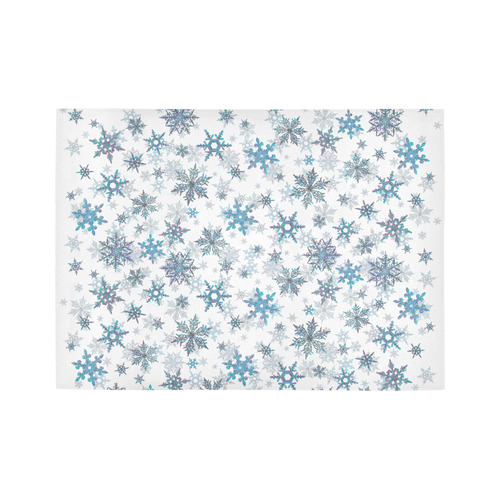 Snowflakes, Blue snow, stitched-like Area Rug7'x5'