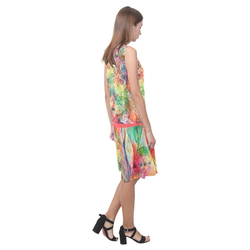 Summer Floral Dreams Sleeveless Splicing Shift Dress(Model D17)