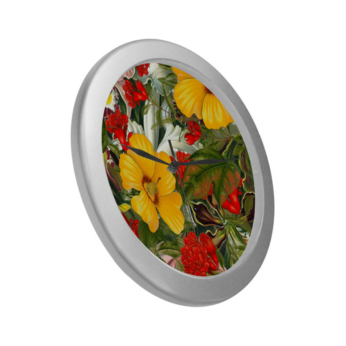 flora 1 Silver Color Wall Clock