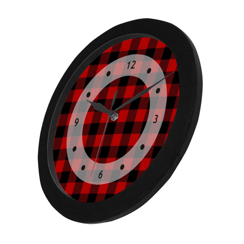 LUMBERJACK fabric squares red black Circular Plastic Wall clock