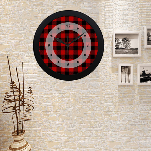 LUMBERJACK fabric squares red black Circular Plastic Wall clock