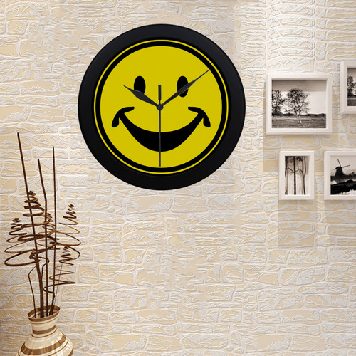 Funny yellow SMILEY for happy people Circular Plastic Wall clock