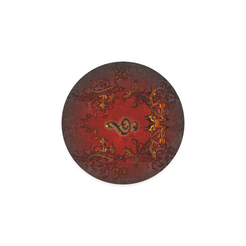 Music, clef and red floral elements Round Coaster