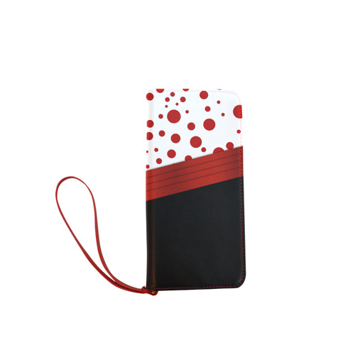 Polka Dots and Red Sash  with Black Bottom Women's Clutch Wallet (Model 1637)