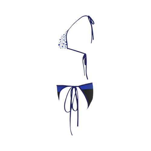 Polka Dots with Blue Sash and Black Bottom Custom Bikini Swimsuit