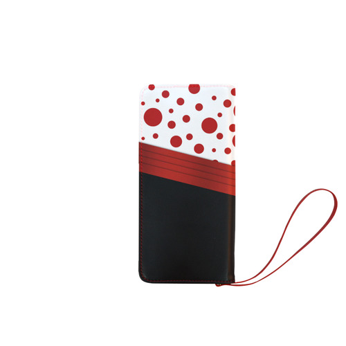 Polka Dots and Red Sash  with Black Bottom Women's Clutch Wallet (Model 1637)