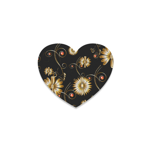 Flowers in golden colors Heart Coaster