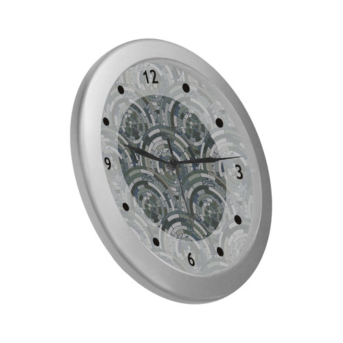 Stones Round Mosaic Pattern - grey Silver Color Wall Clock