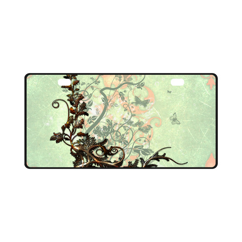Flower power on soft green background License Plate