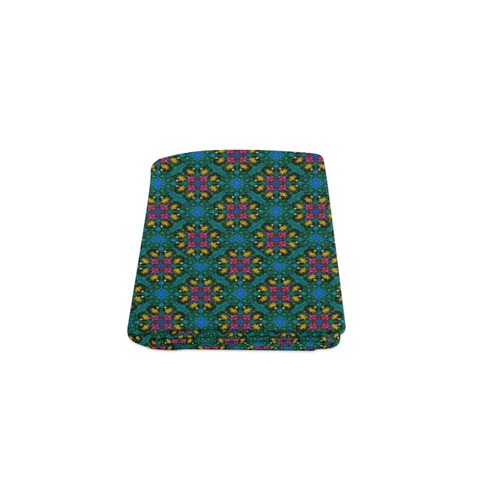 Colorful Floral Diamond Squares on Blue Blanket 40"x50"