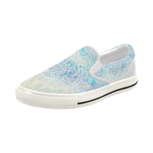 Indians Dreamcatcher HORSE Watercolor Painting Women's Slip-on Canvas Shoes (Model 019)