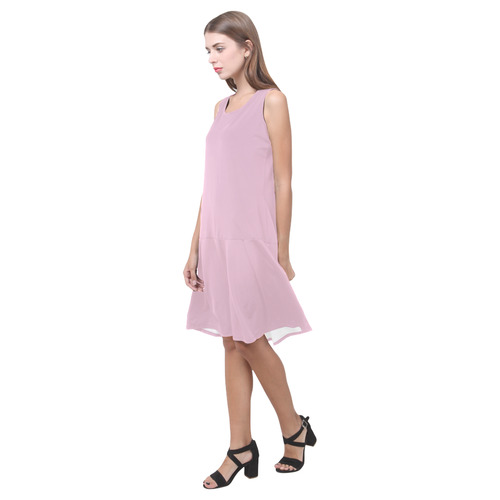 Pink Mist Sleeveless Splicing Shift Dress(Model D17)