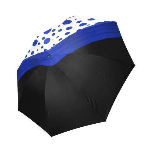 Polka Dots with Blue Sash  with Black Bottom Foldable Umbrella (Model U01)