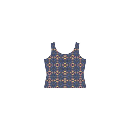 Blue Pinwheels and Wood Violet Sleeveless Splicing Shift Dress(Model D17)