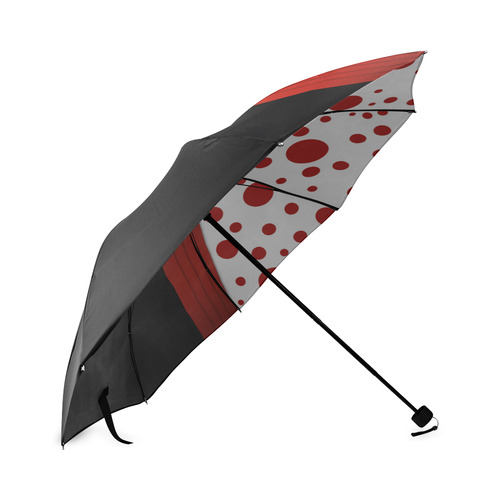 Polka Dots and Red Sash  with Black Bottom Foldable Umbrella (Model U01)