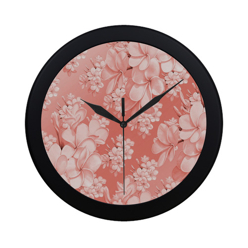 Delicate floral pattern,pink Circular Plastic Wall clock