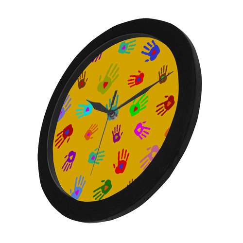 Multicolored HANDS with HEARTS love pattern Circular Plastic Wall clock