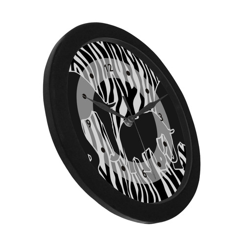 ELEPHANTS to Zebra Stripes Pattern black & white Circular Plastic Wall clock