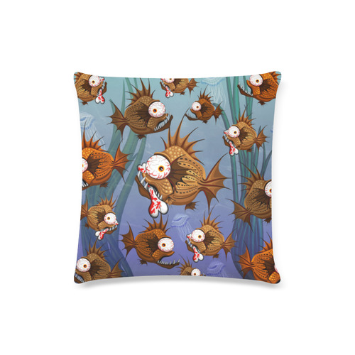 Psycho Fish Piranha with Bloody Bone Custom Zippered Pillow Case 16"x16"(Twin Sides)