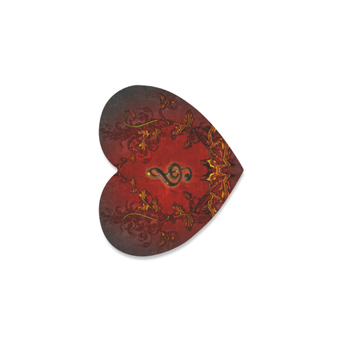 Music, clef and red floral elements Heart Coaster